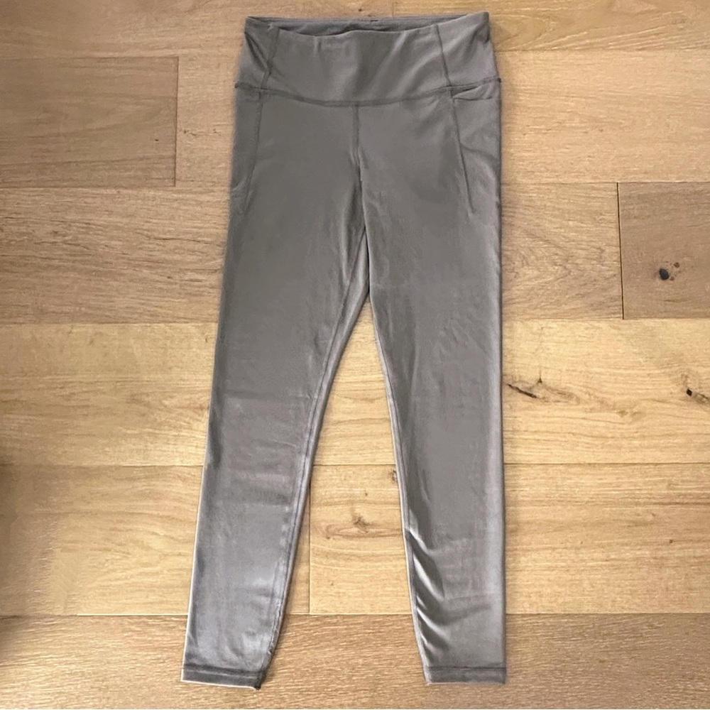 Gap Leggings Athletic Side Pockets High Waisted Lux Pockets Brown/Grey Small EUC